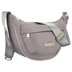 Szara torebka damska z nylonu, zawieszona na regulowanym pasku i zamykana suwakiem - Peterson. Szare torebki do ręki damskie Peterson, bez wzorów, z nylonu, bez dodatków. Za 97.99 zł.