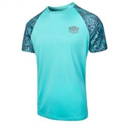 Koszulka sportowa męska Umbro Pro Training Ptf. Niebieskie koszulki sportowe męskie Umbro, m, bez wzorów, z poliesteru, bez kołnierzyka, bez ramiączek. Za 185.00 zł.
