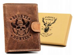 Portfel skórzany Always Wild N4L-CHM-BOU brązowy. Brązowe portfele męskie Always Wild, bez wzorów, z nubiku. Za 50.00 zł.