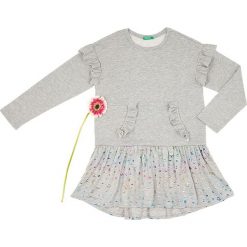 Sukienka w kolorze szarym. Szare sukienki niemowlęce Benetton Kids, bez wzorów, bez ramiączek. W wyprzedaży za 42.95 zł.