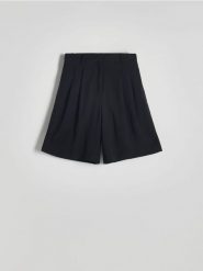 Szorty z wiskozą - czarny. Czarne szorty damskie Reserved, l, bez wzorów, z tkaniny. W wyprzedaży za 45.99 zł.