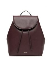 Calvin Klein Plecak Foil Logo Flap Backpack LV04F3297G Bordowy. Czerwone plecaki damskie Calvin Klein, bez wzorów, ze skóry. Za 489.99 zł.