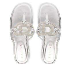 Japonki Guess. Szare klapki damskie Guess, z aplikacjami, bez obcasa. Za 589.99 zł.