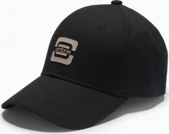 Czapka męska bejsbolówka z logo czarna V2 OM-ACCS-0100. Czarne czapki i kapelusze męskie Ombre, bez wzorów. Za 151.28 zł.