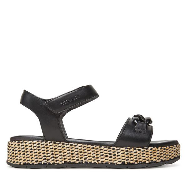 Sandały Tamaris. Czarne sandały damskie Tamaris, bez wzorów, bez obcasa, na koturnie, bez zapięcia. Za 239.99 zł.
