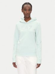 EA7 Emporio Armani Bluza 7W000095 AF12473 U9060 Niebieski Regular Fit. Niebieskie bluzy damskie EA7 Emporio Armani, xs, bez wzorów, z bawełny, bez kaptura. Za 359.99 zł.