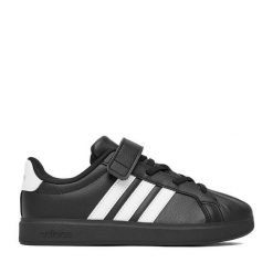 Sneakersy adidas. Czarne trampki i tenisówki chłopięce Adidas, bez wzorów, bez zapięcia. Za 199.99 zł.