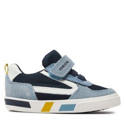 Sneakersy Geox. Niebieskie trampki i tenisówki chłopięce Geox, bez wzorów, bez zapięcia. Za 259.99 zł.