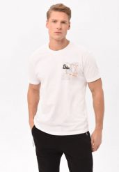 Koszulka z nadrukiem T-MAP. Białe t-shirty męskie Volcano, na lato, l, bez wzorów, z bawełny, bez kołnierzyka. Za 69.99 zł.