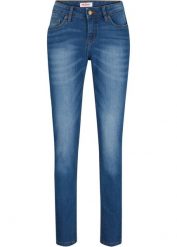 Dżinsy ze stretchem SKINNY, mid waist. Niebieskie jeansy damskie bonprix. Za 82.99 zł.