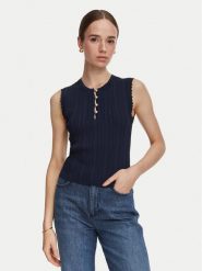 Guess Bluzka W6YR24 Z0970 Granatowy Regular Fit. Niebieskie bluzki damskie Guess, xl, z aplikacjami, z syntetyku, bez kołnierzyka, bez ramiączek. Za 344.99 zł.