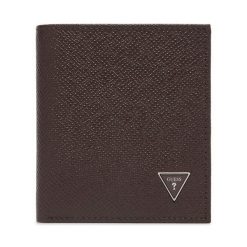 Portfel Guess. Brązowe portfele męskie Guess, z aplikacjami. Za 264.99 zł.
