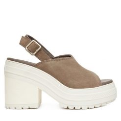 Sandały Converse. Zielone sandały damskie Converse, bez wzorów, bez obcasa, na słupku, bez zapięcia. Za 389.99 zł.