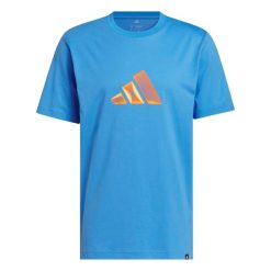 Koszulka męska ADIDAS M BL 3-BAR T S. Niebieskie koszulki sportowe męskie Adidas, l, bez wzorów, z bawełny, bez kołnierzyka, bez ramiączek, na fitness i siłownię. Za 109.00 zł.