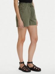 Tommy Jeans Szorty materiałowe DW0DW22227 Zielony ciemny Regular Fit. Zielone szorty damskie Tommy Jeans, s, bez wzorów, z jeansu. Za 329.99 zł.