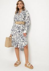 Niebieska Wiskozowa Sukienka Koszulowa w Kwiaty Varvesa. Niebieskie sukienki damskie Born2be, na co dzień, m, bez wzorów, z wiskozy, eleganckie, bez kołnierzyka, bez ramiączek, midi, koszulowe. Za 99.99 zł.