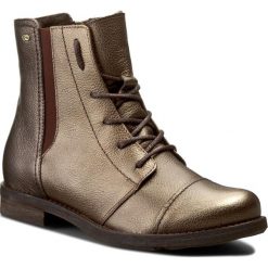 Botki EDEO - 3022-731/723/Filc Złoto/Miedź. Żółte botki damskie Edeo, ze skóry, bez obcasa. W wyprzedaży za 249.00 zł.