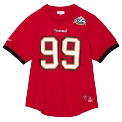 Jersey Tampa Bay Buccaneers Warren Sapp. Czerwone koszulki sportowe męskie Mitchell & Ness, bez wzorów, z jersey, bez kołnierzyka, bez ramiączek, do piłki nożnej. Za 477.50 zł.