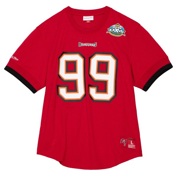 Jersey Tampa Bay Buccaneers Warren Sapp. Czerwone koszulki sportowe męskie Mitchell & Ness, bez wzorów, z jersey, bez kołnierzyka, bez ramiączek, do piłki nożnej. Za 474.00 zł.