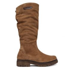 Kozaki Tamaris. Brązowe kozaki damskie Tamaris, bez obcasa, na płaskiej podeszwie. Za 499.99 zł.
