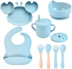 IWant ZESTAW NACZYŃ DLA DZIECI ZE ŚLINIAKIEM KRAB TAB-SET1-GREEN. Zielone śliniaki dla dzieci iWant, bez wzorów. Za 132.99 zł.