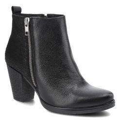 Botki damskie Maciejka, ze skóry naturalnej na szerszym obcasie i zapinane na zamek, czarne, 01593-09-00-3. Czarne botki damskie Maciejka, z jeansu, eleganckie, bez obcasa, na obcasie, bez zapięcia. Za 219.00 zł.