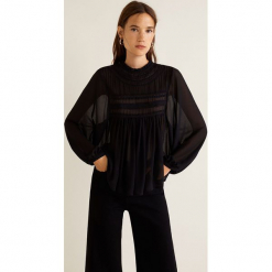 Mango - Bluzka Victory. Szare bluzki damskie Mango, z koronki, eleganckie, ze stójką. Za 139.90 zł.