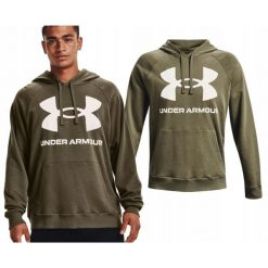 Bluza sportowa dla mężczyzn Under Armour Rival feelce big logo. Zielone bluzy męskie Under Armour, m, bez wzorów, bez kaptura, na fitness i siłownię. W wyprzedaży za 170.90 zł.