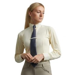 Damska koszulka konkursowa z długim rękawem Premier Equine Tessa. Białe t-shirty damskie PREMIER EQUINE, bez wzorów, z bawełny, bez kołnierzyka. Za 286.00 zł.
