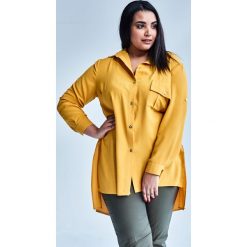 Asymetryczna MUSZTARDOWA koszula ALMA duże rozmiary OVERSIZE PLUS SIZE WIOSNA. Bluzki damskie marki Moda Size Plus Iwanek. Za 129.00 zł.