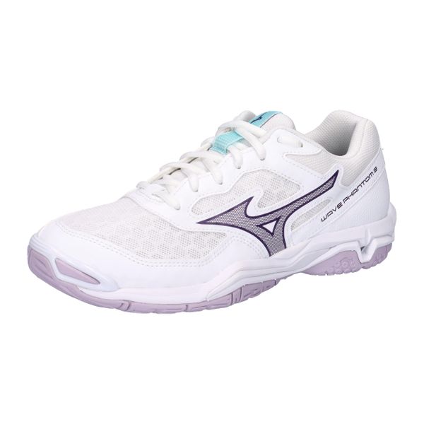 Damskie buty halowe Mizuno Wave Phantom. Białe obuwie sportowe damskie Mizuno, bez wzorów, do piłki ręcznej, mizuno wave. W wyprzedaży za 432.85 zł.