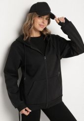 Czarna Rozpinana Bluza z Bawełną i Kapturem Typu Oversize Diosa. Czarne bluzy męskie Born2be, na jesień, l, bez wzorów, z bawełny. Za 59.99 zł.