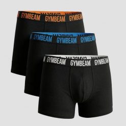 Bokserki męskie sports underwear czarne FIT 3-pak. Czarne bokserki męskie GYMBEAM, m, bez wzorów, z bawełny. Za 126.90 zł.