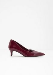 Czółenka. Czerwone czółenka damskie bonprix, bez wzorów, z lakierowanej skóry, eleganckie, bez obcasa, bez zapięcia. Za 104.99 zł.