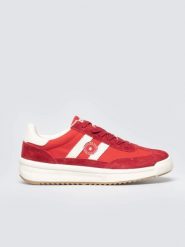 Sneakersy damskie ze skórzanymi wstawkami czerwone TT274158 603. Czerwone obuwie sportowe damskie Big Star, z aplikacjami, z gumy. Za 139.99 zł.