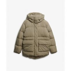 Damska kurtka puchowa Superdry. Brązowe kurtki damskie Superdry., na zimę, bez wzorów, z puchu, bez kaptura. Za 777.60 zł.