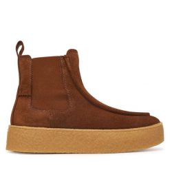 Botki Tamaris. Brązowe botki damskie Tamaris, bez obcasa, na płaskiej podeszwie, bez zapięcia. Za 484.99 zł.