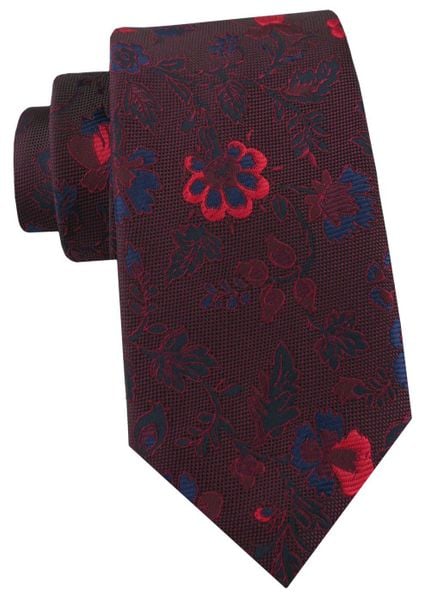 Krawat Męski - Angelo di Monti - Bordo w Kwiaty. Czerwone krawaty i muchy Angelo di Monti, bez wzorów, z tkaniny, eleganckie. Za 49.99 zł.