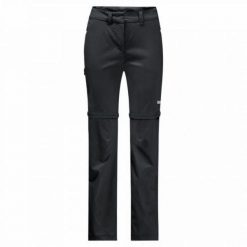 Damskie wodoodporne spodnie zapinane na zamek Jack Wolfskin Overland Away. Czarne spodnie sportowe damskie Jack Wolfskin, l, bez wzorów, trekkingowe. W wyprzedaży za 407.65 zł.