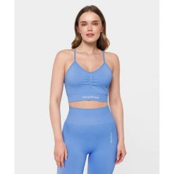 Biustonosz bezszwowy Carpatree Allure niebieski. Niebieskie obuwie sportowe damskie Carpatree, bez wzorów, na fitness i siłownię. W wyprzedaży za 119.99 zł.