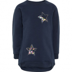 Bluza "Rastine" w kolorze granatowym. Niebieskie bluzy dla dziewczynek Name it Kids, z aplikacjami, z bawełny. W wyprzedaży za 62.95 zł.