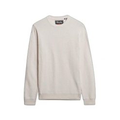 Lekki bawełniany sweter z teksturą Superdry. Białe swetry przez głowę męskie Superdry., na zimę, m, bez wzorów, z bawełny, bez kołnierzyka. Za 347.00 zł.