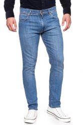 SPODNIE MĘSKIE WRANGLER LARSTON DARK VENT W18SQA27E 112127600. Niebieskie spodnie materiałowe męskie Wrangler, l, bez wzorów, z jeansu. W wyprzedaży za 99.99 zł.