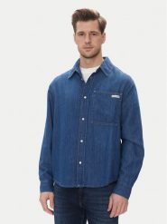 Calvin Klein Jeans Koszula jeansowa J30J327509 Granatowy Regular Fit. Niebieskie koszule męskie Calvin Klein Jeans, l, bez wzorów, z bawełny, bez kołnierzyka, bez ramiączek. Za 249.99 zł.