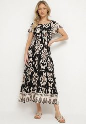Czarna Wiskozowa Sukienka z Geometrycznym Wzorem Cleanna. Czarne sukienki damskie Born2be, na co dzień, l, z aplikacjami, z wiskozy, eleganckie, bez kołnierzyka, bez ramiączek, maxi, proste. Za 49.99 zł.