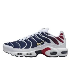 Buty do chodzenia dla dorosłych Air Max Plus PSG. Niebieskie obuwie sportowe damskie Nike, bez wzorów, z materiału, trekkingowe, nike air max. Za 1,332.44 zł.