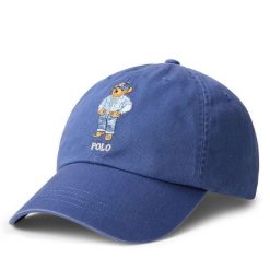 Czapka z daszkiem Polo Ralph Lauren. Niebieskie czapki i kapelusze męskie Polo Ralph Lauren, bez wzorów. Za 479.99 zł.