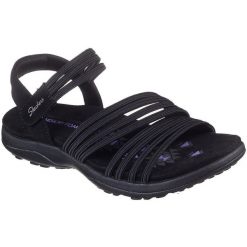 Sandały damskie Skechers Reggae Slim - Coffee. Czarne obuwie sportowe damskie Skechers, bez wzorów, bez obcasa, bez zapięcia. Za 490.00 zł.
