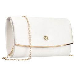 Kopertówka damska wykonana z tkaniny syntetycznej w białym kolorze, zawieszona na łańcuszku Rovicky R-XS028-3. Białe kopertówki damskie ROVICKY, bez wzorów, z syntetyku, bez dodatków. Za 54.99 zł.