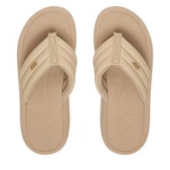 Japonki Roxy. Brązowe klapki damskie Roxy, bez wzorów, bez obcasa. Za 129.99 zł.